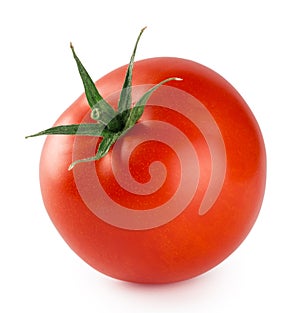 Red ripe tomato isolated on white background