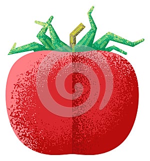 Red ripe tomato. Textured flat vegetable icon