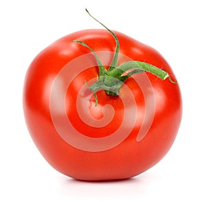 Red ripe tomato on a white background.