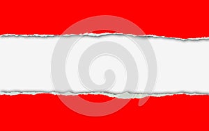Red ripped paper on white background