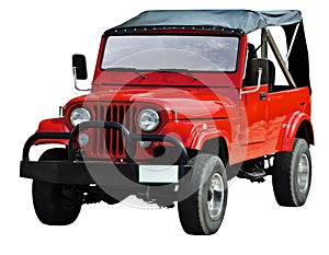 Red road vehicle on white background