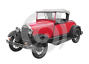 Red roadster car isolated.