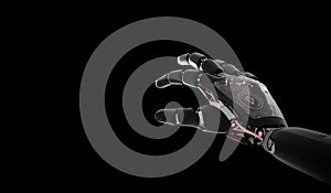 Red robot hand pointing finger 3D rendering