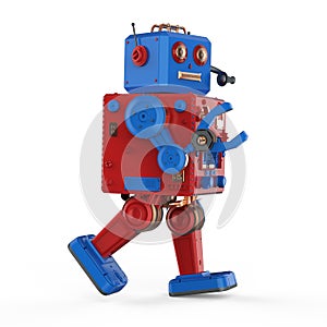 Red robot tin toy