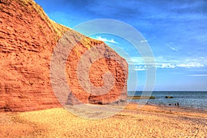 Red Rock beach Dawlish Warren Devon England on a summer day in HDR