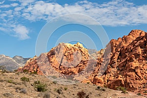 Red Rock Canyon - Close up view of rock formation of Aztec sandstone slickrock rock formation on the Calico Hills Tank Trail