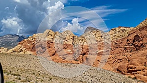 Red Rock Canyon - Close up view of rock formation of Aztec sandstone slickrock rock formation on the Calico Hills Tank Trail