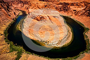 Red rock canyon desert. Horseshoe Bend, Page, Arizona. Horse Shoe Bend on Colorado River, Grand Canyon.