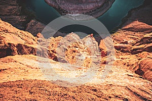 Red rock canyon desert. Horseshoe Bend, Page, Arizona. Horse Shoe Bend on Colorado River, Grand Canyon.