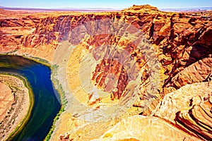 Red rock canyon road panoramic view. Arizona Horseshoe Bend of Colorado River in Grand Canyon.