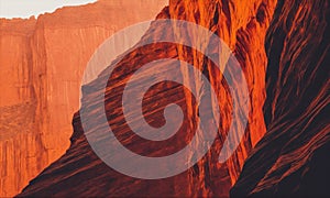 Red rock canyon wall with layered texture