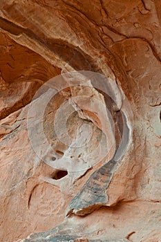 Red rock formation on canyon wall