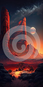 Red Rock Formations Desert Sunsets Mobile Wallpaper. Generative AI