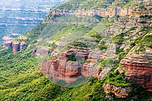 Red rock layered mountain