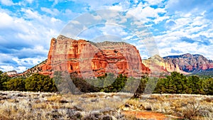 The red rock mountain named Courthouse Butte near the city of Sedona, Arizona