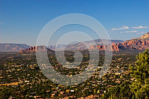 Red rock mountains and buttes