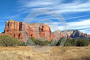The red rock mountains in the mountain bike area of Sedona, USA