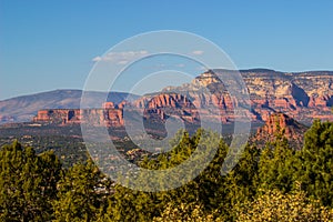 Red Rock Mountains With Plateau Overlooking High Desert Valley