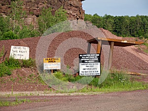 Red Rock Quarry Gravel Pit and Warning Signs