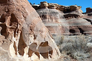 Red Rock Sandstone Formation in a Canyon