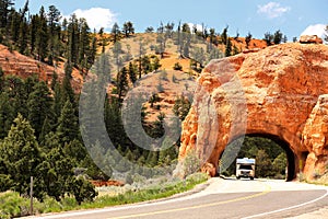 Red rock tunnel Near Bryce Canyon National Park.