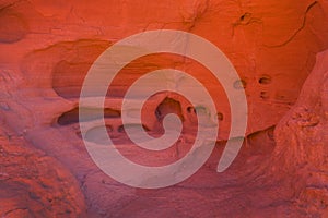 Red rock wall with formations in the Valley of Fire, USA