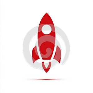 Red Rocket Icon on White Background