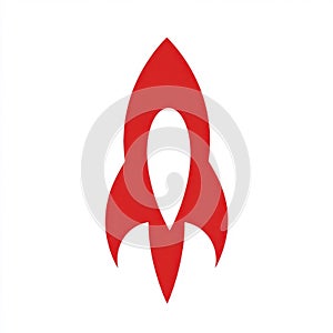 Red Rocket Ship Icon on White Background