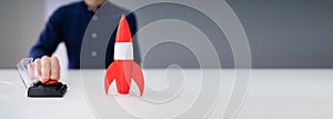 Red Rocket Start And Launch Button