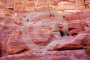 Red rocks caves, canyon of Petra, Jordan