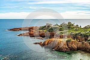 Red rocks coast Cote d Azur near Cannes, France