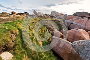 Red rocks at Saint-Guirec, Bretagne, France