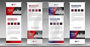 Red Roll up banner template, stand design, Pull up, display