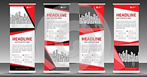 Red Roll up banner template, stand design, Pull up, display