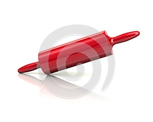 Red rolling pin icon 3d illustration