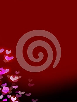 Red romantic background with hearts