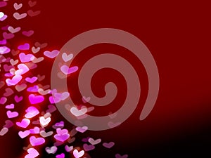 Red romantic background with hearts