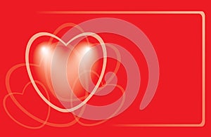 Red romantic card with heart - vector