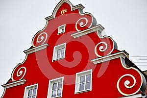 Red roof gable pyramidal architecture