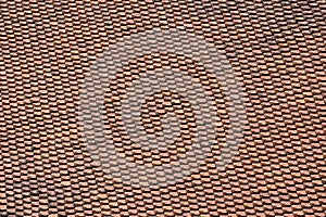 Red roof tiles in a Buddhist temple near the city of Danang Vietnam. Top view