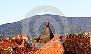 Red roof tops of Obernai, Alsace France
