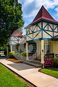 Red-roofed building in Helen, Georgia. photo