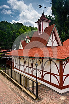 Red-roofed building in Helen, Georgia. photo