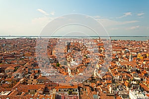 Red-roofed buildings in Venice, Italy