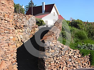 Red roofed house photo