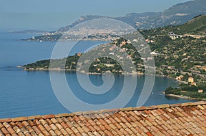 Red roofed house overlooking Monaco