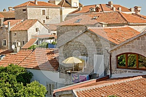 Red roofs in the city of Budva, Montenegro