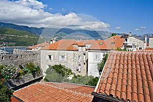 Red roofs in the city of Budva, Montenegro