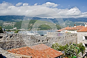 Red roofs in the city of Budva, Montenegro