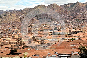 Red roofs of historic center, Cuzco, Peru